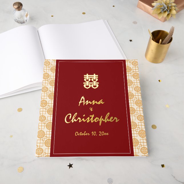 Traditional Chinese wedding auspicious peranakan  Guest Book (Front Open)