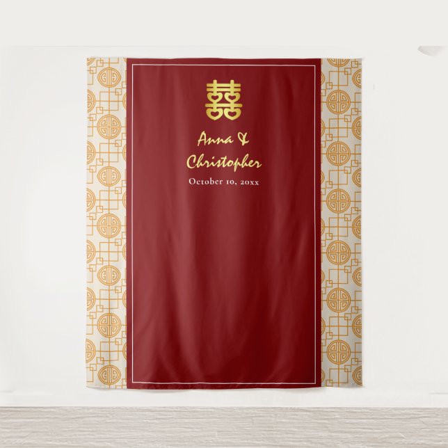 Traditional Chinese wedding peranakan backdrop Tapestry (Front)