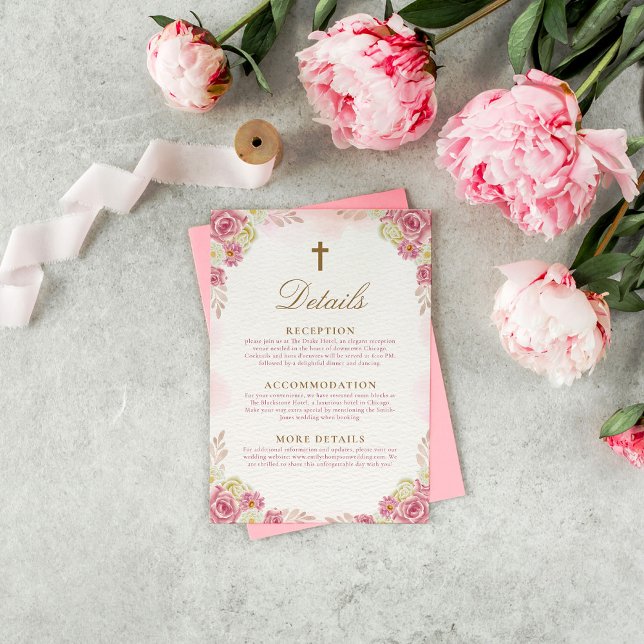 Traditional Christian Catholic Wedding Details Enclosure Card (Creator Uploaded)