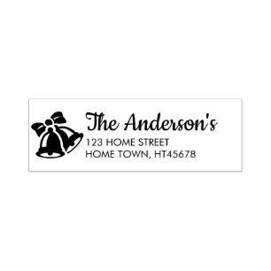 Traditional Christmas Bells Name Return Address Self-inking Stamp