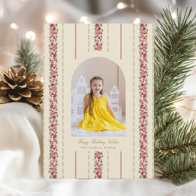 Traditional Christmas Botanical Tapestry Wallpaper Holiday Card (Creator Uploaded)