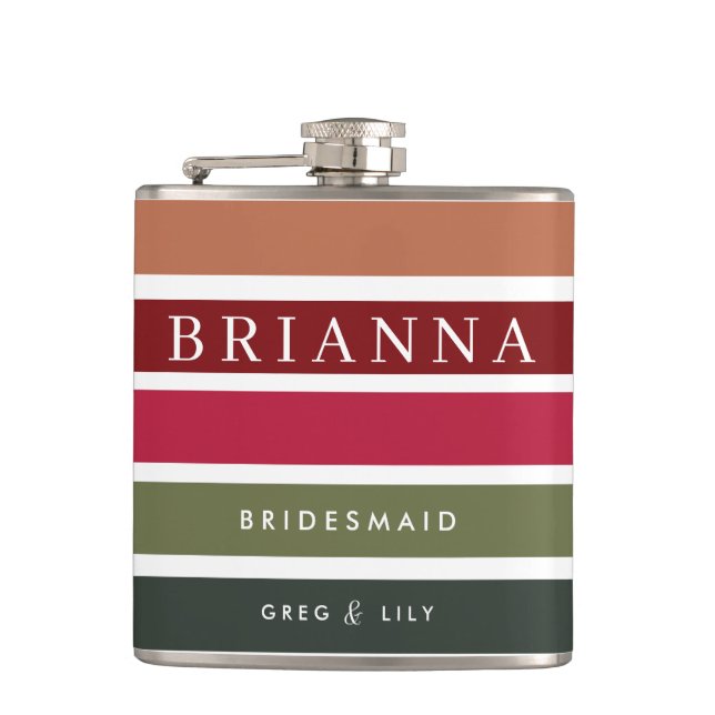 Traditional Christmas Bridesmaid Hip Flask (Front)