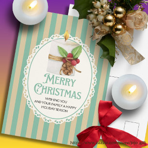Traditional Christmas candle with beautiful lace Postcard