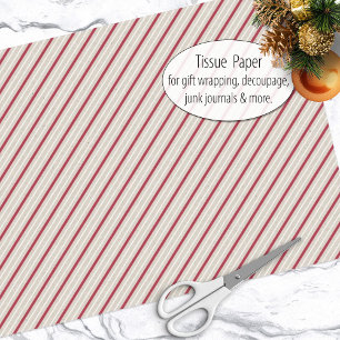 Traditional Christmas Colours Striped Pattern Tissue Paper