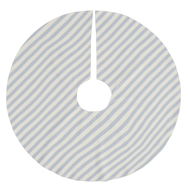 Traditional Christmas Diagonal Stripes Grey Brushed Polyester Tree Skirt (Front)