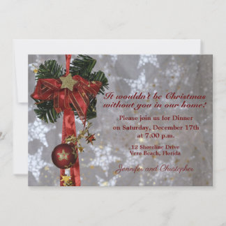 Traditional Christmas Display Dinner Invitation