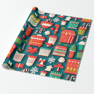 Traditional Christmas elements pattern  Wrapping Paper