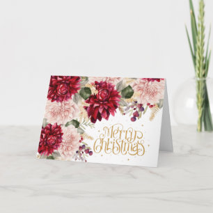 Traditional Christmas Floral Merry Christmas  Holiday Card