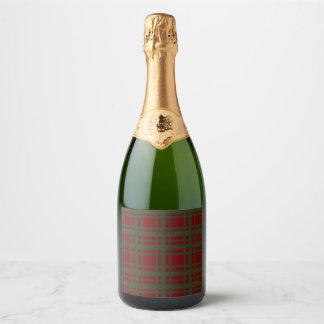 Traditional Christmas Green Red Large Plaid Sparkling Wine Label