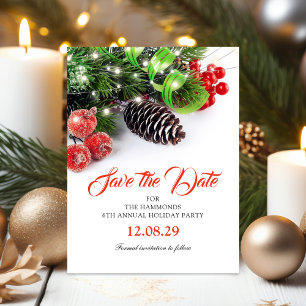 Traditional Christmas Holiday Party Save the Date Announcement Postcard