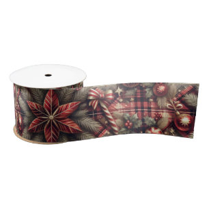 Traditional Christmas Holiday Plaid Red  Satin Ribbon