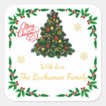 Traditional Christmas Holly Border Personalised