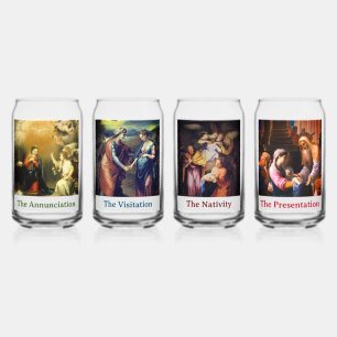 Traditional Christmas Joyful Mysteries Can Glass