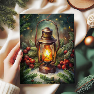 Traditional Christmas lantern holly tissue paper