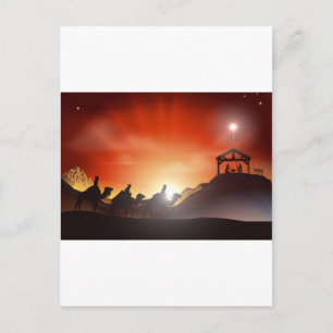 Traditional Christmas Nativity Scene Holiday Postcard