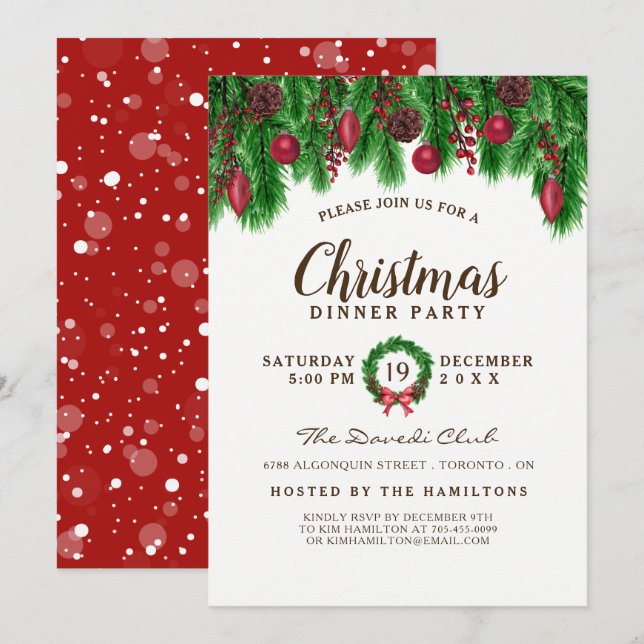 Traditional Christmas Party Invitation (Front/Back)