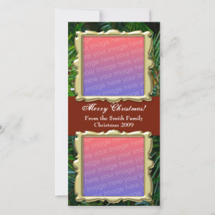 Traditional Christmas PhotoCards- 2 Photos Holiday Card