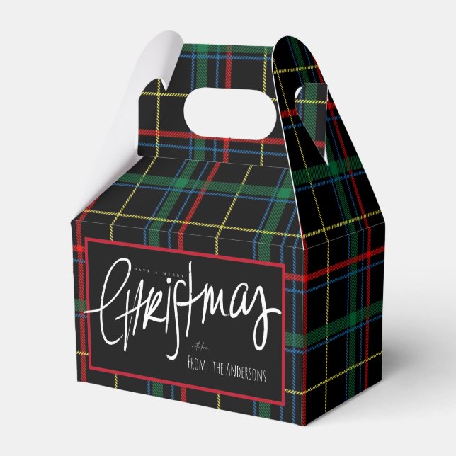 Traditional Christmas Plaid Favour Box (Front Side)