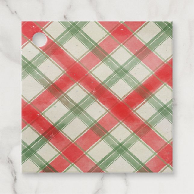 Traditional Christmas Plaid Gift Tags (Front)