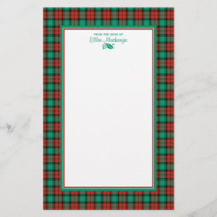 Traditional Christmas Plaid Personalised Stationery
