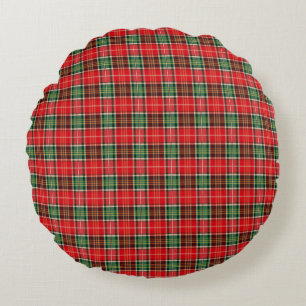 Traditional Christmas Plaid Round Cushion