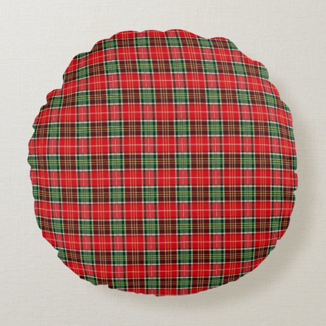 Traditional Christmas Plaid Round Cushion (Front)