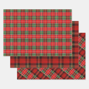 Traditional Christmas Plaid Wrapping Paper Sheet