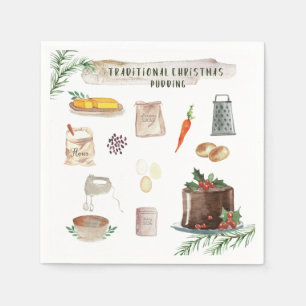 Traditional Christmas Pudding   Holiday Party Napkin