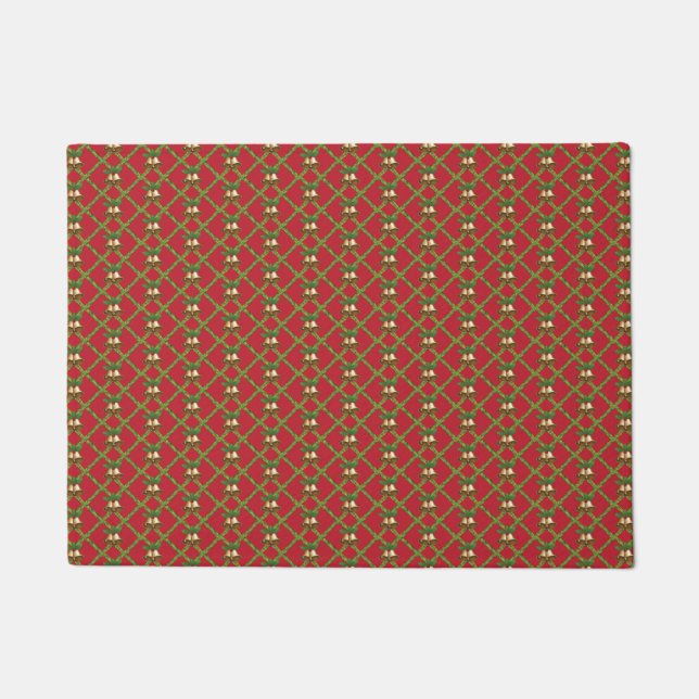 Traditional Christmas red and green jingle bells Doormat (Front)