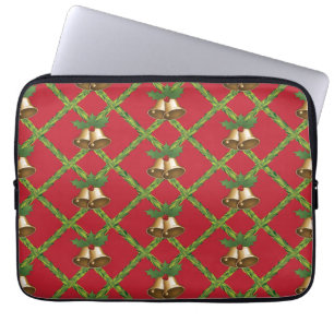 Traditional Christmas red and green jingle bells Laptop Sleeve