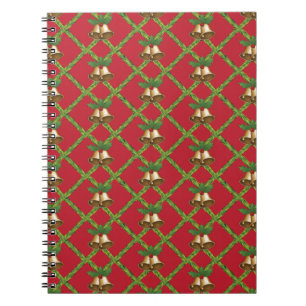 Traditional Christmas red and green jingle bells Notebook