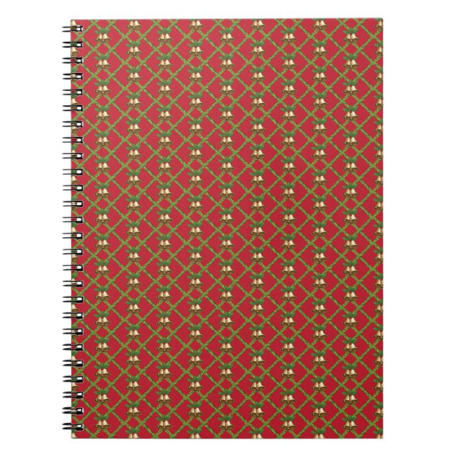 Traditional Christmas red and green jingle bells Notebook (Front)