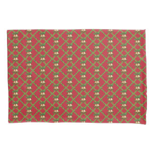 Traditional Christmas red and green jingle bells Pillowcase