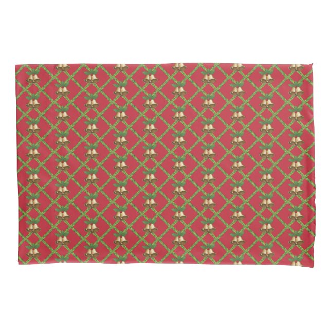 Traditional Christmas red and green jingle bells Pillowcase (Front)