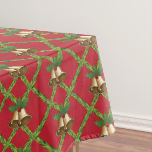 Traditional Christmas red and green jingle bells Tablecloth