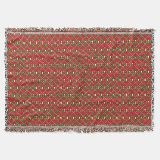 Traditional Christmas red and green jingle bells Throw Blanket (Front)
