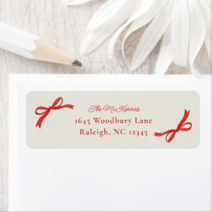 Traditional Christmas Red Bow Return Address