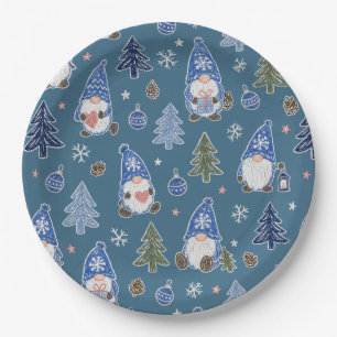 Traditional Christmas Reindeer Tree Pattern Paper Plate