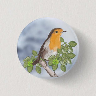 Traditional Christmas Robin and Ivy 3 Cm Round Badge