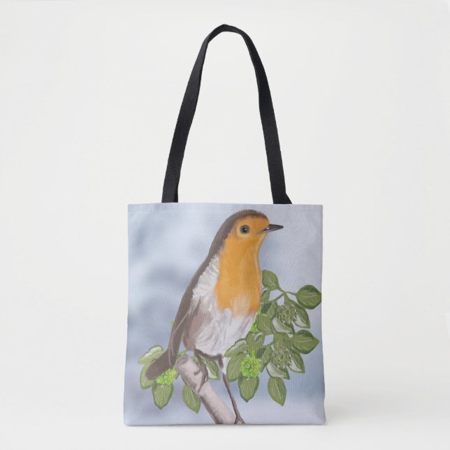 Traditional Christmas Robin and Ivy Tote Bag (Front)