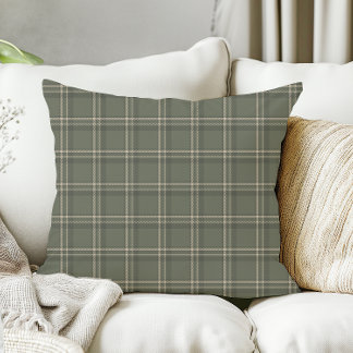 Traditional Christmas Sage Green Plaid  Cushion