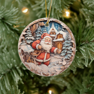 TRADITIONAL CHRISTMAS SANTA CLAUS   CERAMIC TREE DECORATION