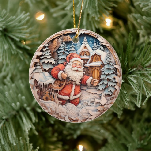 TRADITIONAL CHRISTMAS SANTA CLAUS   CERAMIC TREE DECORATION (Tree)