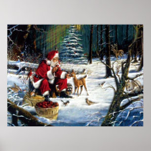 Traditional Christmas Santa in the Park Poster