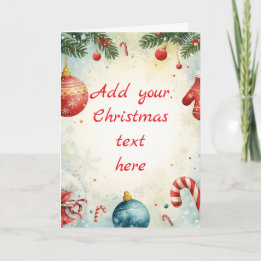 Traditional Christmas Themed Card Red Green
