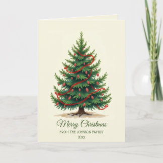 Traditional Christmas Tree Family Holiday Greeting Card