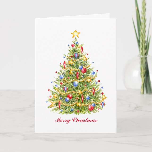 Traditional Christmas Tree Greeting Card (Front)