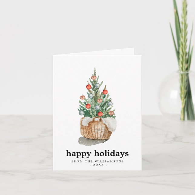 Traditional Christmas tree Happy Holidays Card (Front)