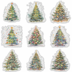 Traditional Christmas Tree Stickers Collection