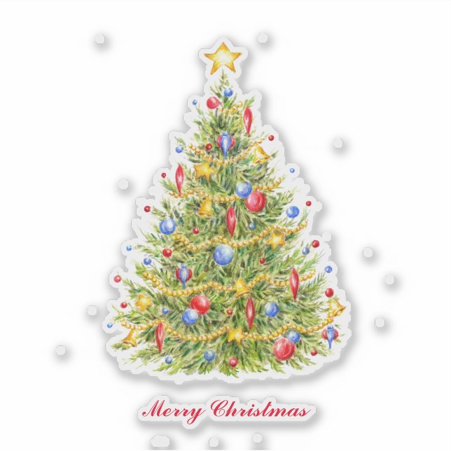 Traditional Christmas TreeCustom-Cut Vinyl Sticker (Front)
